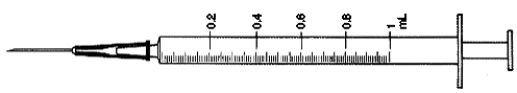 Calculate the amount to be given using the labels and orders provided.  Prove the answers.   -Ordered: Tigan 75 mg IM stat for a patient with nausea.   a. Estimated dose: b. How many mL will you prepare to the nearest hundredth of an mL? c. Indicate the dose on the syringe provided.  