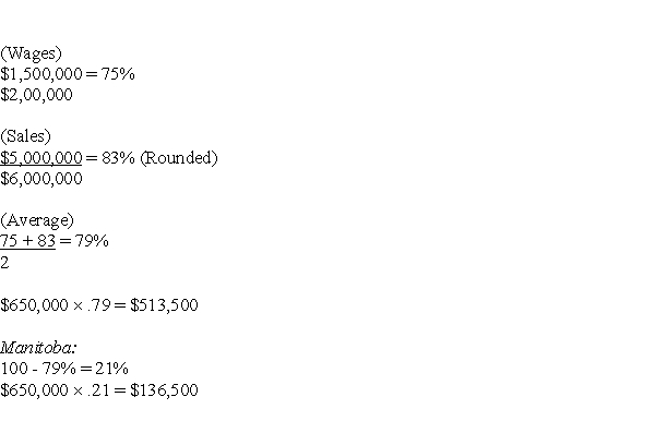 A) Net income for tax purposes:   B) Federal taxable income:   Provincial taxable income: Saskatchewan:   C) Part I federal tax:    