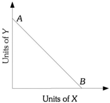 Refer to the information provided in Figure 6.7 below to answer the question(s)  that follow.   Figure 6.7 -Refer to Figure 6.7. Along budget constraint AB, the price of good X is $10 and the price of good Y is $12. If the price of X increases to $15, the budget constraint will A)  pivot in at point B. B)  pivot out at point A. C)  shift in parallel to AB. D)  pivot in at point A.
