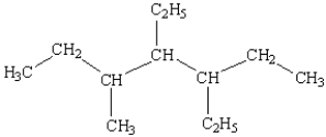What is the name of the following compound?   A)  3,4-diethyl-5-methylheptane B)  3,4,5-heptane C)  3-ethyl-5-(2-butyl) hexane D)  3-(2-butyl) -3-ethylhexane E)  3,5,6-trimethylheptane