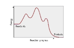 How many mechanistic steps are depicted by in this potential energy diagram?   A)  one step B)  two steps C)  three steps D)  four steps E)  five steps