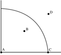 In the following PPF, between which two points would long-run growth be represented?   A)  A to B B)  A to C C)  B to C D)  C to D