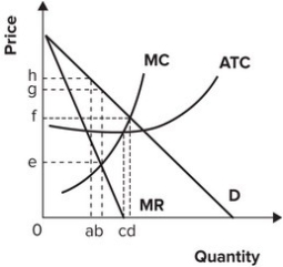 Refer to the graph shown. If the monopolist produces at the output level at which price equals marginal cost, it will:   A)  maximize profits. B)  earn zero profits. C)  earn positive profits but not maximum profits. D)  incur a loss.