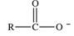 When a carboxylic acid dissolves in water, the ion shown below is formed.What is the name of this type of ion?   A) enolate ion B) acyl anion C) carboxylate anion D) oxalate ion E) acetate ion