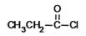 What is the name of the compound shown below?   A) chloro propanoate B) propanoyl chloride C) ethyl chloroformate D) ethyl formyl chloride E) propyl chloride