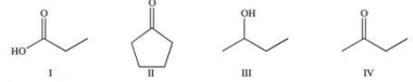 Which of the following compounds would be expected to react similarly in a chemical reaction?   A) I and III B) II and IV C) I and IV D) I, II, and IV E) I, III, and IV