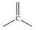 Which of the following terms best describes the geometry around a carbon atom with the bonding pattern shown?   A) tetrahedral B) straight C) saturated D) trigonal planar E) cyclic