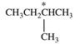 Which correctly describes the geometry and bond angles around the indicated carbon in the structure below?   A) trigonal planar; 120° B) tetrahedral, 109.5° C) trigonal pyramidal, 109.5° D) tetrahedral, 90° E) tetravalent, 120°