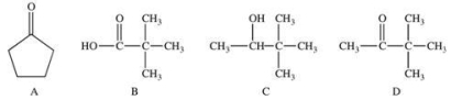 Functional groups are primarily responsible for the chemical properties of molecules in which they are found.Which of the following compounds have the same functional group, and would therefore have the same chemical properties?   A) A and D B) B and C C) B and D D) A, B, and D E) B, C, and D