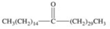 When palmitic acid,a 16-carbon saturated fatty acid,reacts with a 30-carbon unbranched alcohol,a wax is formed.What is the structure of this wax? A)    B)    C)    D)    E)   