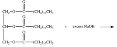 Saponification of the triglyceride shown below produces soap.What is the structure of the soap?   A) Na<sup>+ −</sup>O(CH<sub>2</sub>) <sub>10</sub>CH<sub>3</sub> B)    C)    D)    E)   