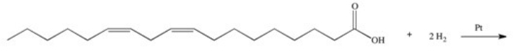 What is the product that results upon complete hydrogenation of the fatty acid shown?   A)    B)    C)    D)    E)   