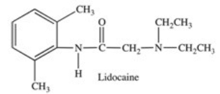 Lidocaine is used as a local anesthetic and a cardiac depressant.Which of the following best describes the organic families to which lidocaine belongs?   A) alkene,amide,amine B) aromatic,amine,alkene C) aromatic,ketone,amine D) aromatic,amide,amine E) phenol,ketone,amine