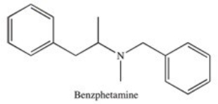 <strong>Benzphetamine (trade name Didrex)is a habit-forming diet pill with many of the same properties as amphetamines.Which of the following statements concerning this compound is FALSE? </strong> A)It is a tertiary amine. B)It has low water solubility. C)It is a largely nonpolar,hydrophobic compound. D)It reacts with a strong base like NaOH to produce an amine salt. E)It will not produce an amide upon reaction with a carboxylic acid chloride.