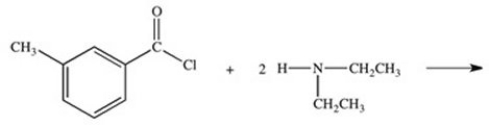The active ingredient in the insect repellant DEET is the amide formed by the reaction shown below.What is the structure of DEET?   A)    B)    C)    D)    E)   