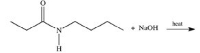Which of these is a product formed when the amide below is hydrolyzed by a strong base?   A)    B)    C)    D)    E)   