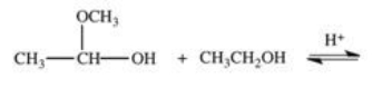 When a hemiacetal reacts with an alcohol,an acetal is formed.This is how disaccharides and polysaccharides are formed.What is the structure of the acetal formed in the following reaction?   A)    B)    C)    D)    E)   