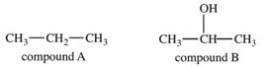 Which statement concerning the two compounds shown below is FALSE?   A) Compound A and compound B are both organic compounds. B) Compound A and compound B are both hydrocarbons. C) Compound B has stronger intermolecular forces than compound A. D) Compound A is likely a gas at room temperature and compound B is likely a liquid at room temperature. E) Compound B has a higher boiling point than compound A.