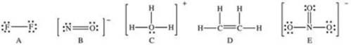 Which of the following Lewis structures has a possible resonance structure?   A) A B) B C) C D) D E) E
