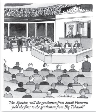 <strong>Questions 9 and 10 refer to the following image.   Credit: J.B.Handelsman/The Cartoon Bank Which of the following is the cartoonist's main argument?</strong> A)Congressmen have a diverse set of interests to represent. B)Interest groups play too big a role in policy making. C)Interest groups only represent controversial issues. C)More lobbyists have been elected to Congress than ever before.-Consider This: The cartoonist was addressing lobbyists' influence,not their literal presence,in Congress. <div style=padding-top: 35px> 