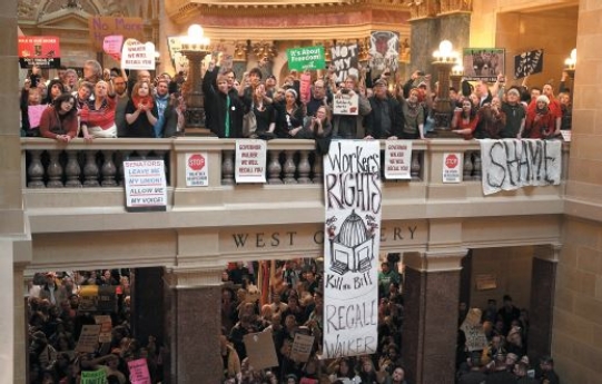   Credit: Justin Sullivan/Getty Images News/Getty Images -To which of the following groups do the people pictured likely belong? A) public interest group B) trade association -Consider This: This type of organization lobbies in support of business groups. C) union shop D) labor union