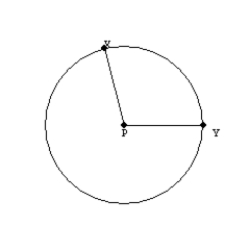   -For   , radii   and   and arc   bound a sector. If m   = 100° and PX = 5.6 inches, find the area of the sector correct to the nearest tenth of a square inch.