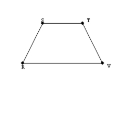   -In trapezoid RSTV,       . If SR = TV = 6 cm, ST = 4 cm, and m   = 60°, find the area of RSTV.
