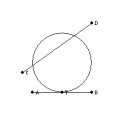   -In the figure,   is tangent to the circle at point T while   is a secant for the circle.