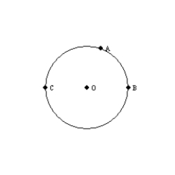   -If points A and B are the endpoints of a diameter and C is any other point on   , find the measure   . A)  75° B)  85° C)  95° D)  None of These