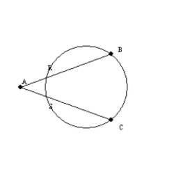  -In the figure, secants   and   intersect the circle at points R and S respectively. If m   = 36° and m   : m   = 4:1, find m   .