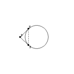   -With   and   both tangent to the circle as shown, find an expression that represents the measure of both   and   .