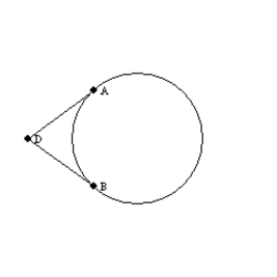   -For a circle,   and   are tangents from an external point D. How are   and   related?