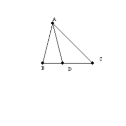   -If D is the midpoint of   , what name is given to   in relation to   ? A)  angle-bisector B)  median C)  altitude D)  hypotenuse