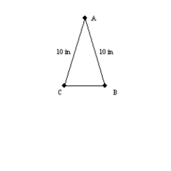   -In the isosceles triangle shown, m   = 30° while AC = AB = 10 inches. Find the area of the triangle.