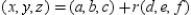 In Cartesian space, the direction of the line   is represented by the vector   or any nonzero multiple of this vector.