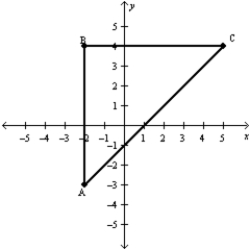   -Find the area of   , which has vertices at A(-2,-3) , B(-2,4)  and C(5,4) . A)    B)    C)    D)   