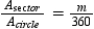   -Where   is the degree measure for the arc of a sector of a circle, the ratio of the area of the sector to that of the area of the circle is given by   . Use this ratio to explain why the area of the sector is given by   . [Note: In the figure, the sector with arc measure   is bounded by radii   ,   , and   .]