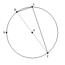   -Supply missing statements and missing reasons for the proof of the following theorem.  An angle inscribed in a semicircle is a right angle.  Given:   with diameter   and   (as shown) Prove:   is a right angle. S1. R1. S2.   R2. S3. R3. The measure of a semicircle is 180. S4.   or   R4. S5. R5.