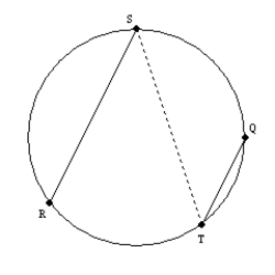   Supply missing statements and missing reasons for the following proof. Given: In the circle,   Prove:     S1. R1. S2. Draw   R2. S3.   R3. S4. R4. Congruent angles have equal measures. S5. ? and ? R5. The measure of an inscribed angle equals one-half the measure of its intercepted arc. S6.     R6. S7.     R7. S8. R8.<div style=padding-top: 35px> 