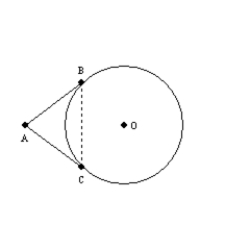   -Use the drawing provided to explain why the following theorem is true.  The tangent segments to a circle from an external point are congruent.  Given:   and   are tangent to   Prove:   [Hint: Use auxiliary line segment   .]