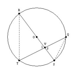   -Supply missing statements and missing reasons for the following proof. Given:   ; chords   and   intersect at point V Prove:   S1. R1. S2. Draw   and   . R2. S3. R3. Vertical angles are congruent. S4.   R4. S5. R5. AA S6.   R6. S7. R7. Means-Extremes Property of a Proportion