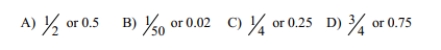 Based on a recent poll, there is a 50-50 chance that a randomly selected adult has pierced ears. Express the indicated degree of likelihood as a probability value between 0 and 1.