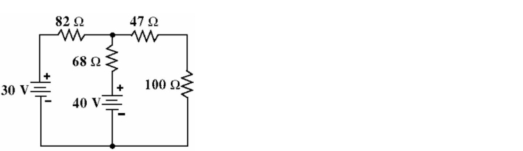    -Given the circuit in Figure , find the approximate voltage drop across the 68 Ω resistor. A)  1.36 V B)  14.28 V C)  11.69 V D)  12.92 V