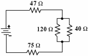    -Given the circuit in Figure , calculate the total resistance. A)  162 Ω B)  242 Ω C)  122 Ω D)  152 Ω
