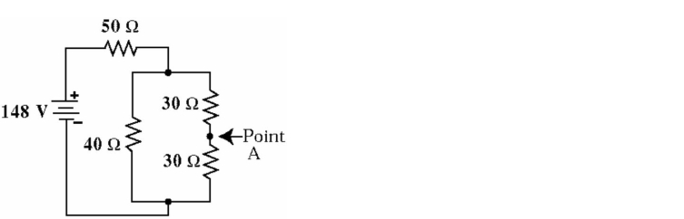   -Given the circuit in Figure 7-4, calculate the current at Point A. A)  0.67 A B)  2 A C)  0.8 A D)  1.2 A