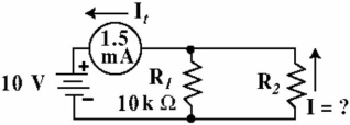   -Given the circuit in Figure , what is the resistance value of R2? A)  220 Ω B)  20 kΩ C)  1.5 kΩ D)  1 kΩ