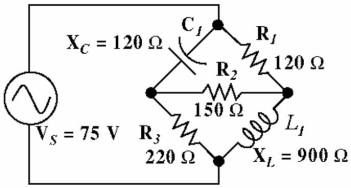    -Given the circuit in Figure , what load value should be used to replace R2 to obtain the maximum power transfer to the load? Determine the type of load, and express the value in rectangular form. A)  168 Ω - j76.8 Ω B)  88.1 Ω - j39.4 Ω C)  168 Ω + j76.8 Ω D)  64.1 Ω- j73.6 Ω