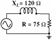    -What is the total circuit impedance in Figure ? A)  141.5 Ω B)  195 Ω C)  14.15 Ω D)  120 Ω