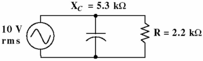    -The phase angle between the source voltage and the current in Figure 15-5 is: A)  22.5 degrees B)  90 degrees. C)  approximately zero degrees D)  approximately 60 degrees.
