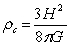 A classical calculation shows that the critical mass density of the universe is given by   where H is the Hubble constant and G is the gravitation constant. If the density is below this value, the universe will expand forever, whereas if it is above this value the universe will eventually stop expanding and collapse. Approximately how many hydrogen atoms per m<sup>3</sup> is the critical density equivalent to? A)  4 B)  40 C)  400 D)  4000 E)  40,000